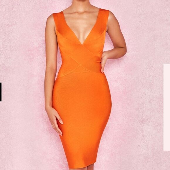 BRAND NEW SANGRIA BANDAGE V-NECK SLEEVELESS SHEATH DRESS - Picture 1 of 14